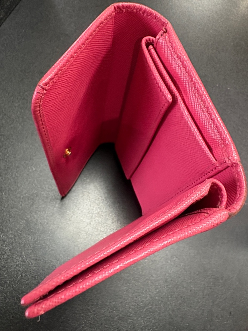 Prada Hot Pink Saffiano Leather Wallet with Gold Logo - Picture 5 of 12